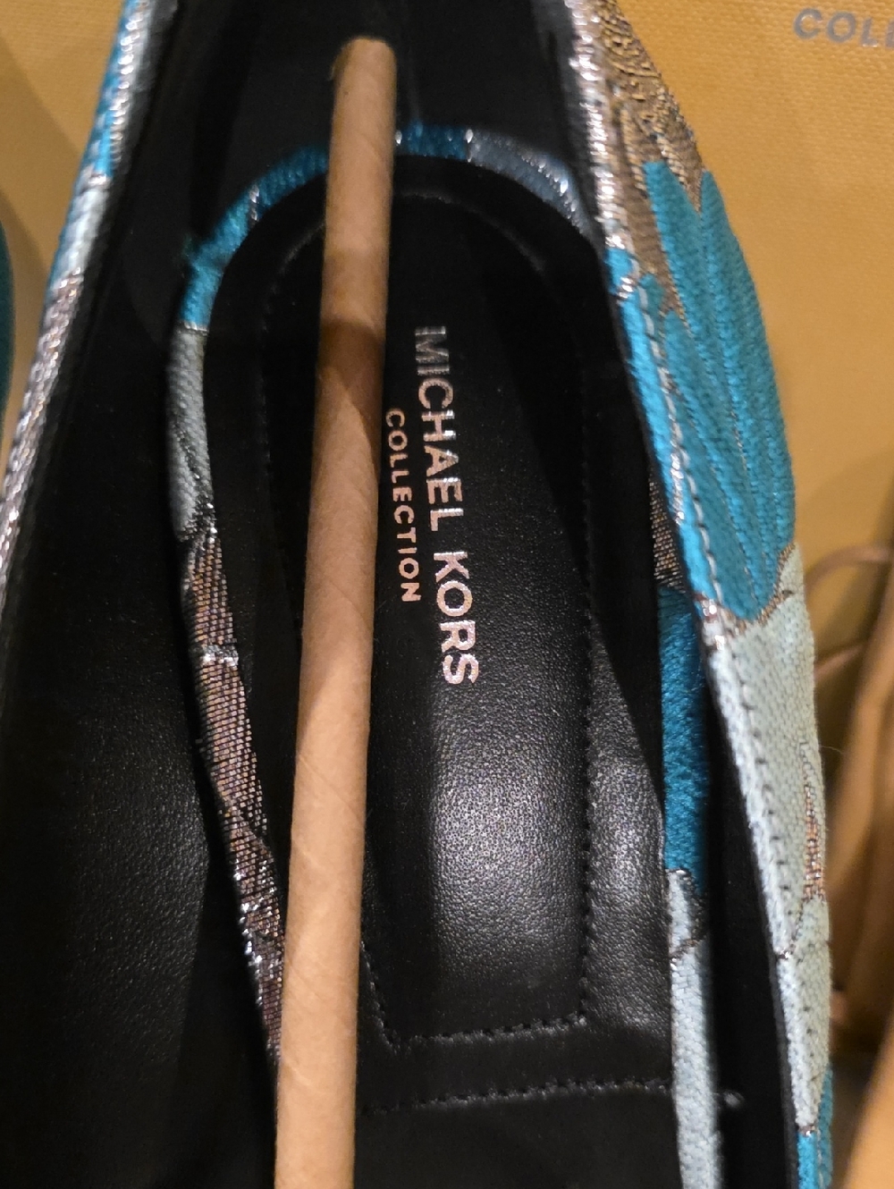 Michael Kors Teal and Silver Crystal-Embellished Pointed Pumps - Picture 4 of 14